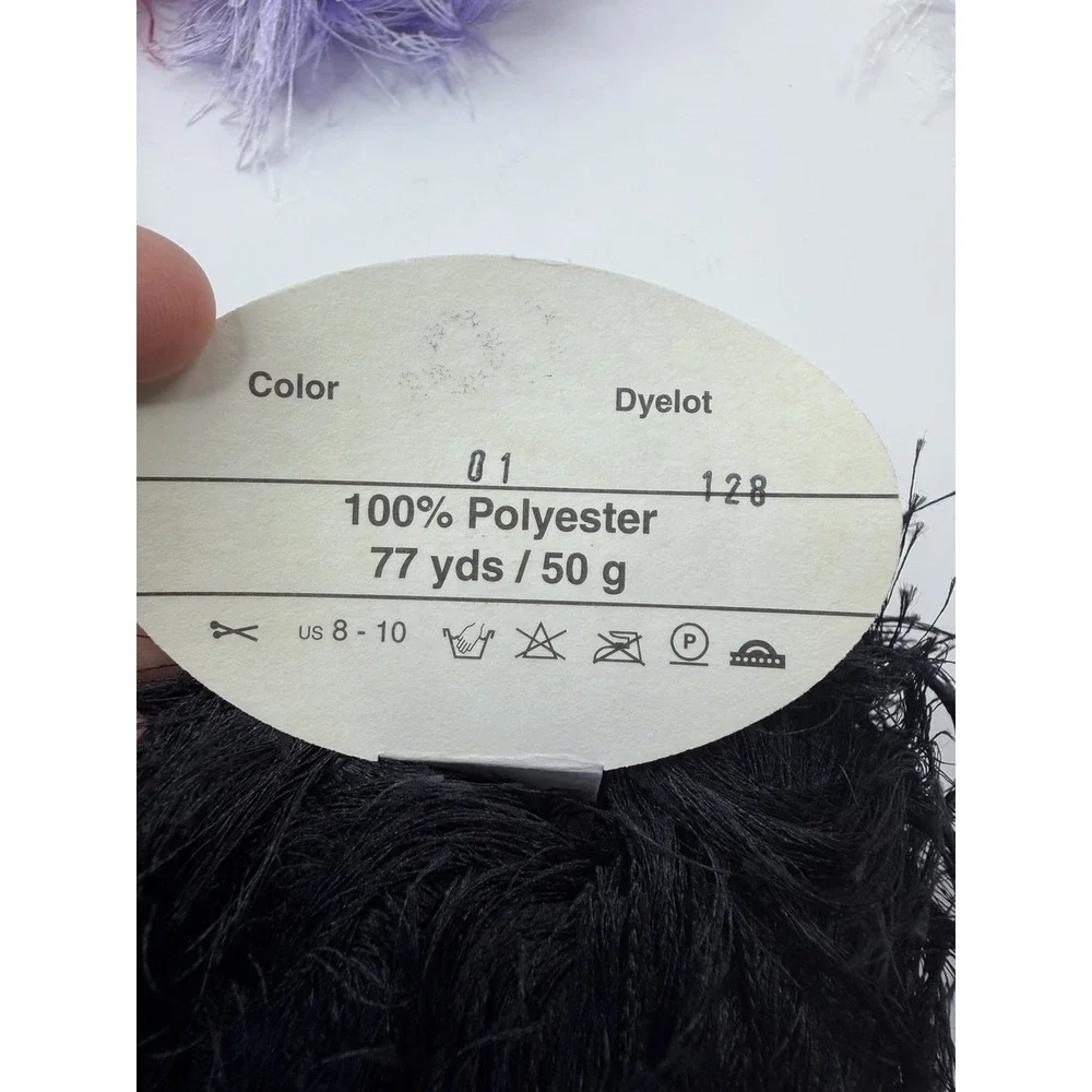 Peacock Eyelash Yarn Lot Made Italy White Black Pink Purple  5+ Balls
